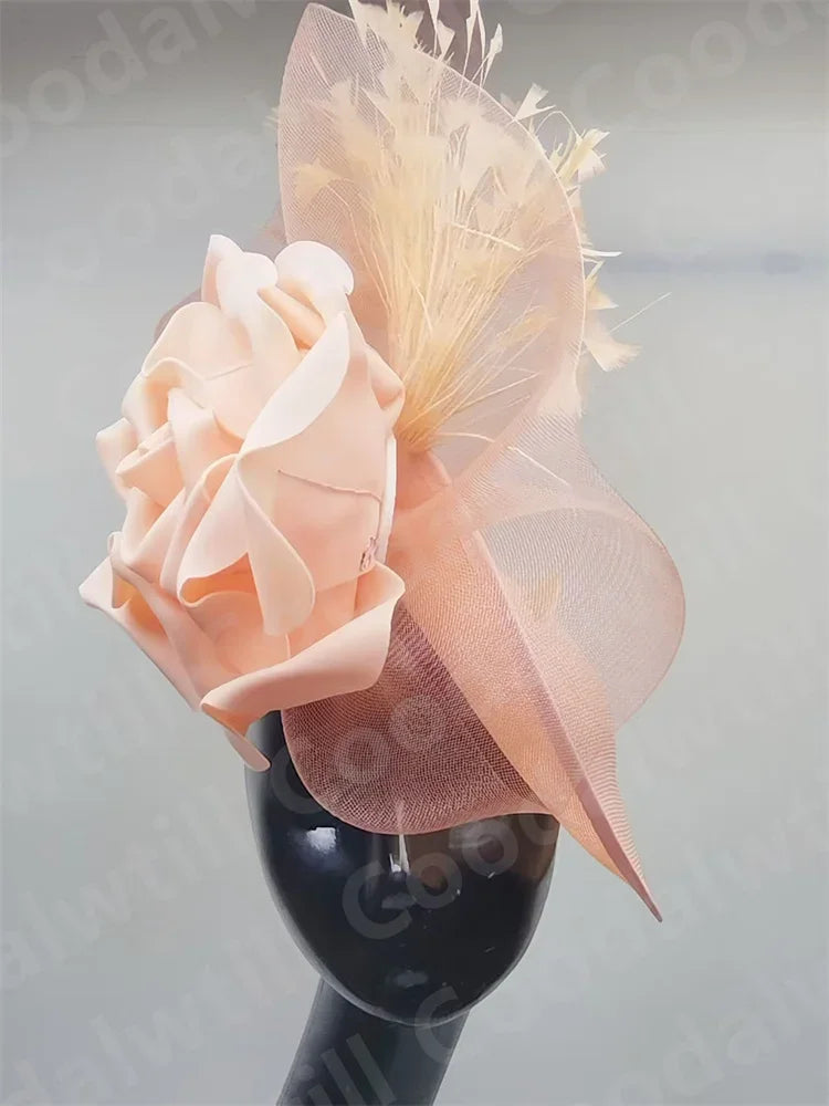 Big Flower Wedding Fascinator Hat Women Formal Party Tea Headpiece Ladies Cocktail Church Chapeau Cap Headband Woman Millinery