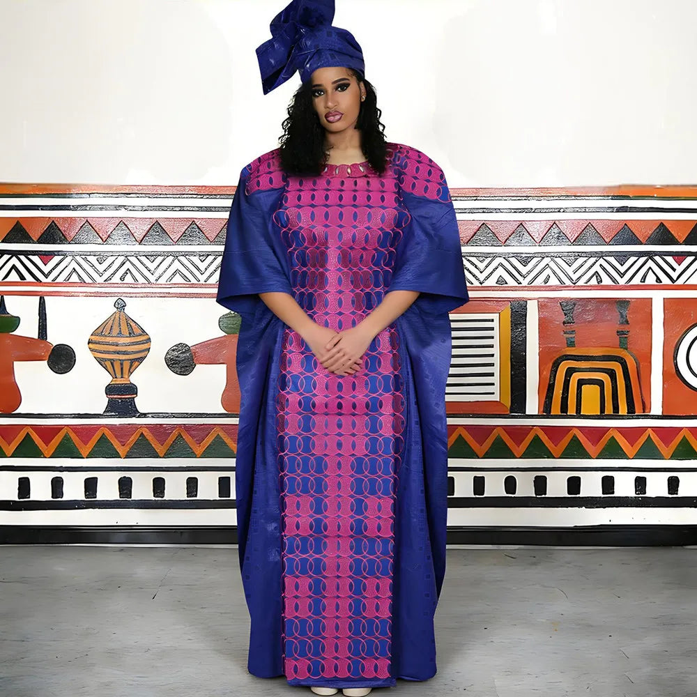 Plus Size Dashiki Ankara Dress with Headscarf | African Wedding Party Wear | Women