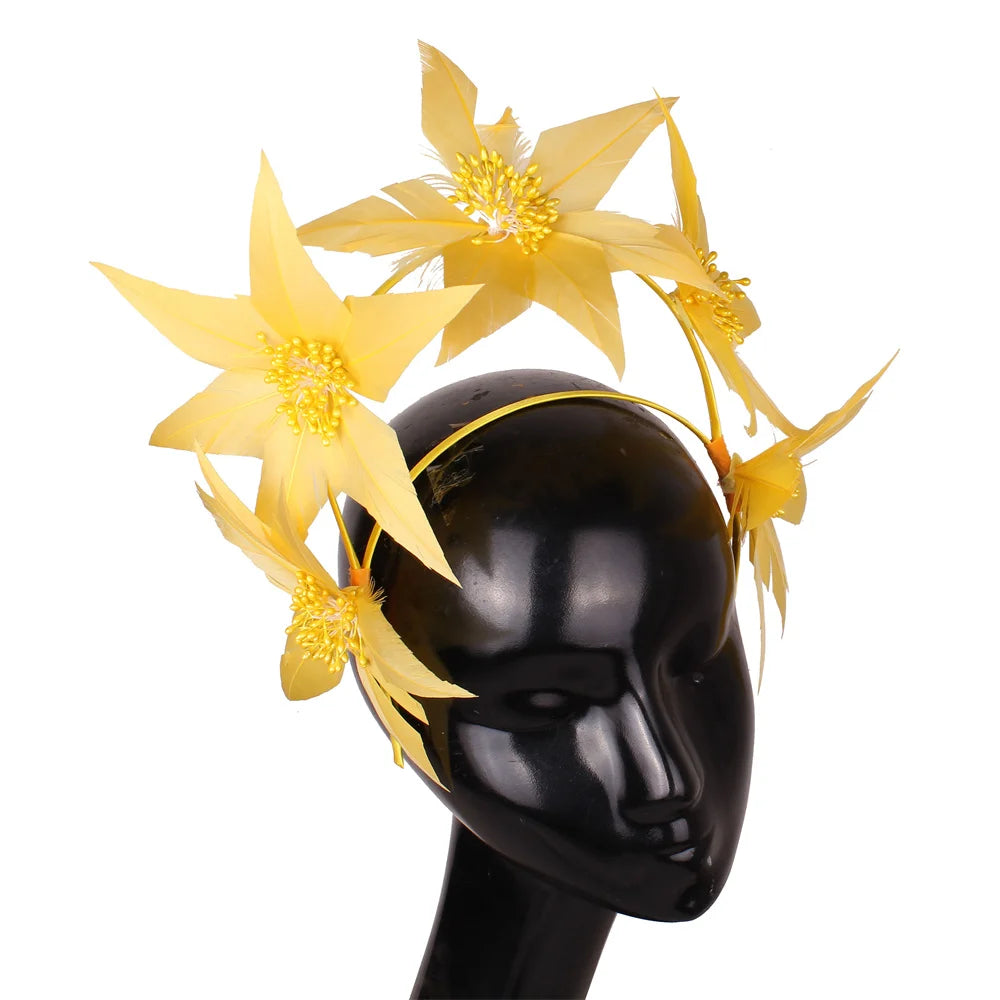 Women's Feather Hat Headband Headwear Elegant Fascinators Accessories Formal Banquet Headdress